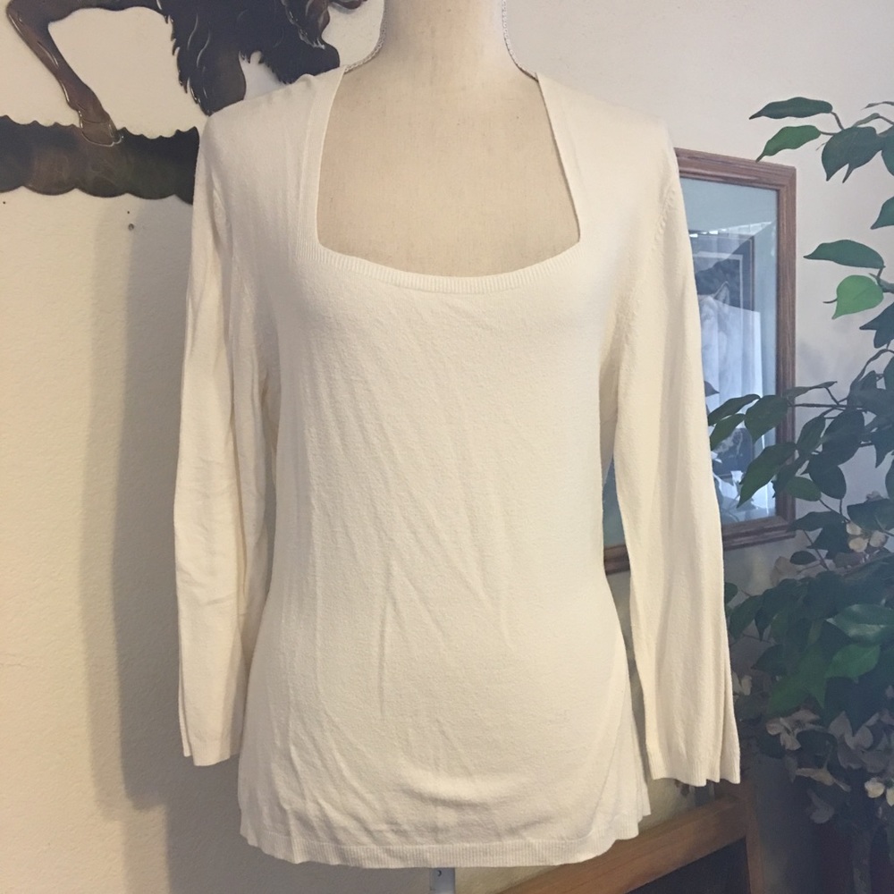 Hillard & Hanson cream soft stretchy sweater M